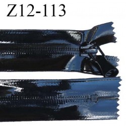 Fermeture vinyle 12 cm non séparable couleur noir brillant longueur 12 cm largeur 3.2 cm zip nylon invisible prix à l'unité