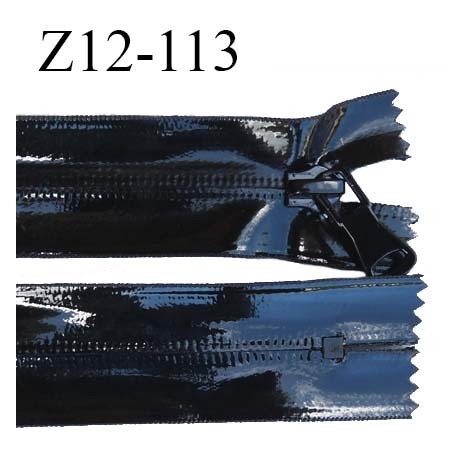Fermeture vinyle 12 cm non séparable couleur noir brillant longueur 12 cm largeur 3.2 cm zip nylon invisible prix à l'unité
