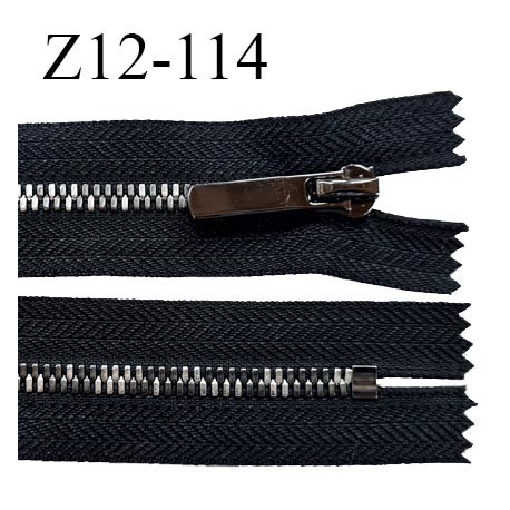 Fermeture zip 12 cm non séparable couleur noir glissière métal couleur chrome prix à l'unité
