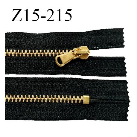 Fermeture zip 15 cm non séparable couleur noir longueur 15 cm largeur 3 cm glissière métal couleur or prix à l'unité