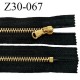 Fermeture zip 30 cm non séparable couleur noir longueur 30 cm largeur 3 cm glissière métal couleur or prix à l'unité