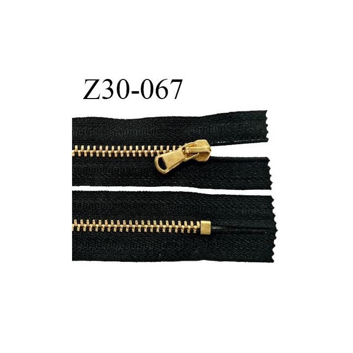 Fermeture zip 30 cm non séparable couleur noir longueur 30 cm largeur 3 cm glissière métal couleur or prix à l'unité