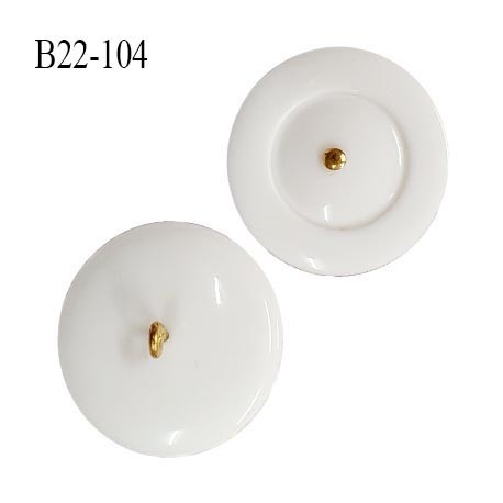 Bouton 22 mm couleur blanc en pvc accroche avec un anneau doré diamètre 22 mm épaisseur 6 mm prix à la pièce