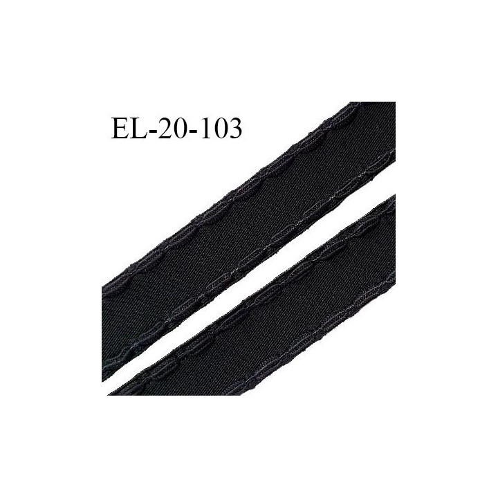 Elastique 20 mm bretelle et lingerie avec surpiqûres couleur noir forte élasticité fabriqué en France prix au mètre