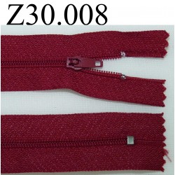 fermeture zip à glissière longueur 30 cm couleur bordeaux non séparable zip nylon largeur 2,5 cm