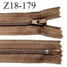 Fermeture zip 18 cm non séparable couleur marron clair largeur 2.7 cm zip nylon longueur 18 cm prix à l'unité