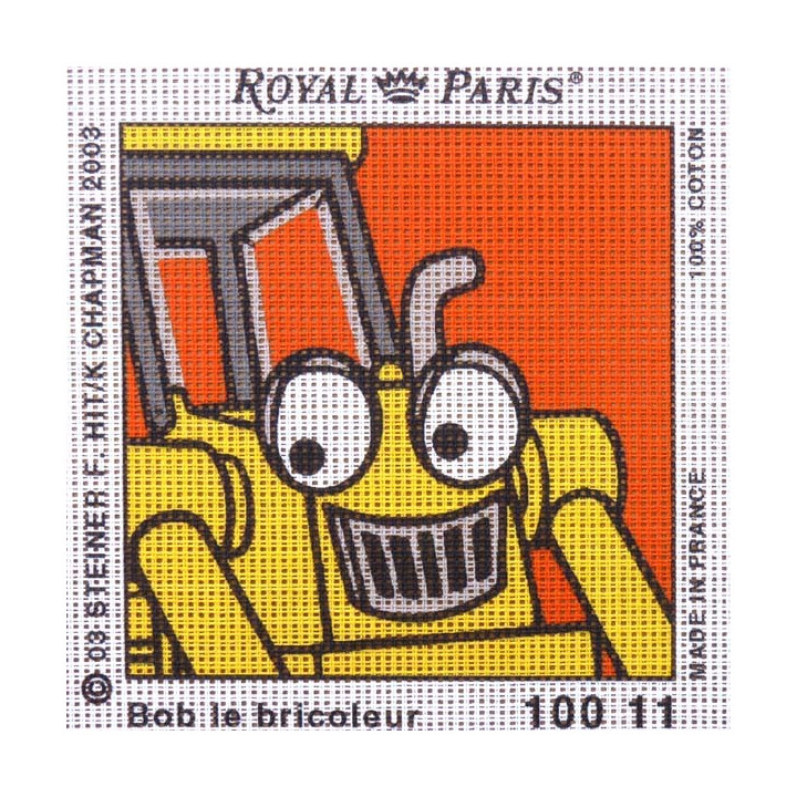 Canevas à broder ENFANT 15 x 15 cm marque ROYAL PARIS SCOUP LE TRACTOPELLE fabrication française