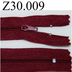 fermeture zip à glissière longueur 30 cm couleur bordeaux non séparable zip nylon largeur 2,5 cm