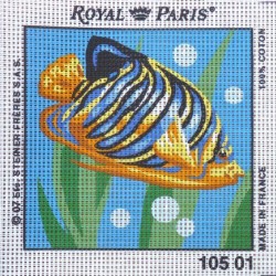 Canevas à broder ENFANT 15 x 15 cm marque ROYAL PARIS thème POISSON TROPICAL fabrication française