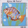 Canevas à broder ENFANT 15 x 15 cm marque ROYAL PARIS thème POISSON TROPICAL fabrication française