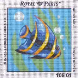 Canevas à broder ENFANT 15 x 15 cm marque ROYAL PARIS thème POISSON TROPICAL fabrication française