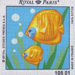 Canevas à broder ENFANT 15 x 15 cm marque ROYAL PARIS thème POISSON TROPICAL fabrication française