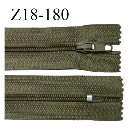 Fermeture zip 18 cm non séparable couleur kaki foncé largeur 2.7 cm zip nylon longueur 18 cm prix à l'unité