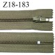 Fermeture zip 18 cm non séparable couleur kaki largeur 2.7 cm zip nylon longueur 18 cm prix à l'unité