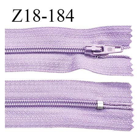 Fermeture zip 18 cm non séparable couleur parme largeur 2.7 cm zip nylon longueur 18 cm prix à l'unité