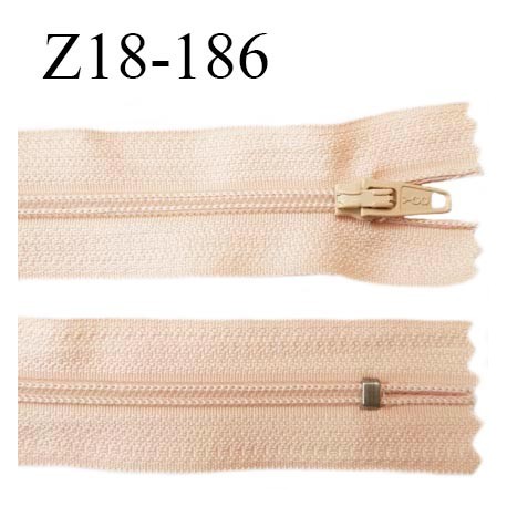 Fermeture zip 18 cm non séparable couleur rosé chair clair largeur 2.7 cm zip nylon longueur 18 cm prix à l'unité