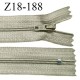 Fermeture zip 18 cm non séparable couleur kaki clair largeur 2.7 cm zip nylon longueur 18 cm prix à l'unité