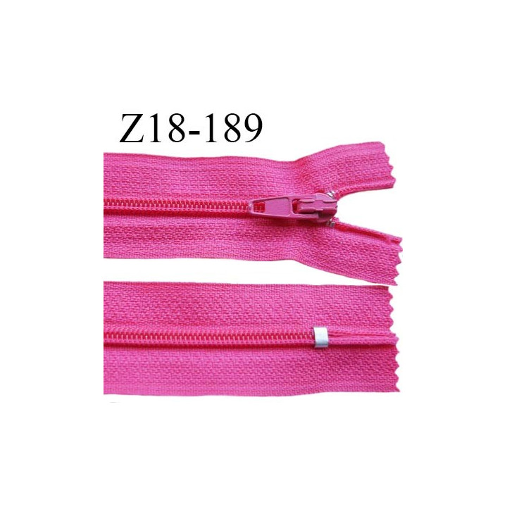 Fermeture zip 18 cm non séparable couleur rose fuschia largeur 2.7 cm zip nylon longueur 18 cm prix à l'unité