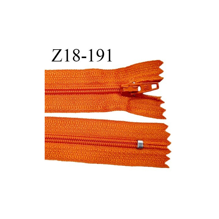 Fermeture zip 18 cm non séparable couleur orange largeur 2.7 cm zip nylon longueur 18 cm prix à l'unité