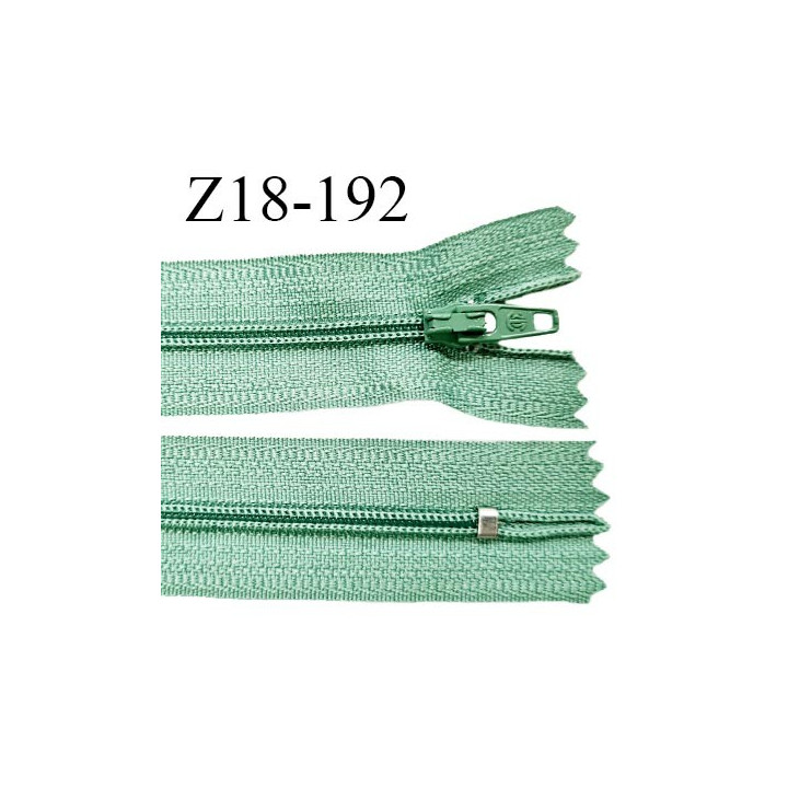 Fermeture zip 18 cm non séparable couleur vert largeur 2.7 cm zip nylon longueur 18 cm prix à l'unité