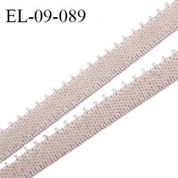 Elastique picot 9 mm lingerie couleur brume rosée largeur 9 mm haut de gamme Fabriqué en France prix au mètre