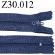 fermeture éclair longueur 30 cm couleur bleu non séparable zip nylon largeur 2,5 cm