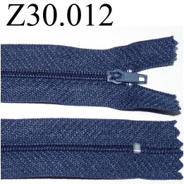 fermeture éclair  longueur 30 cm couleur bleu non séparable zip nylon largeur 2,5 cm