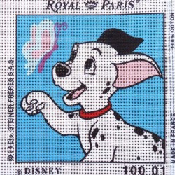 Canevas à broder ENFANT 15 x 15 cm DISNEY marque ROYAL PARIS LES 101 DALMATIENS fabrication française