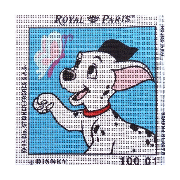Canevas à broder ENFANT 15 x 15 cm DISNEY marque ROYAL PARIS LES 101 DALMATIENS fabrication française