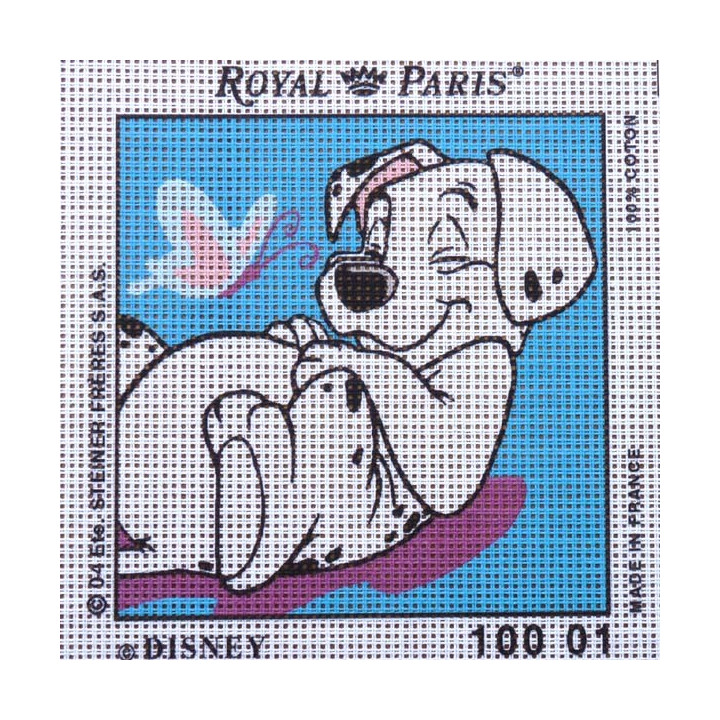 Canevas à broder ENFANT 15 x 15 cm DISNEY marque ROYAL PARIS LES 101 DALMATIENS fabrication française