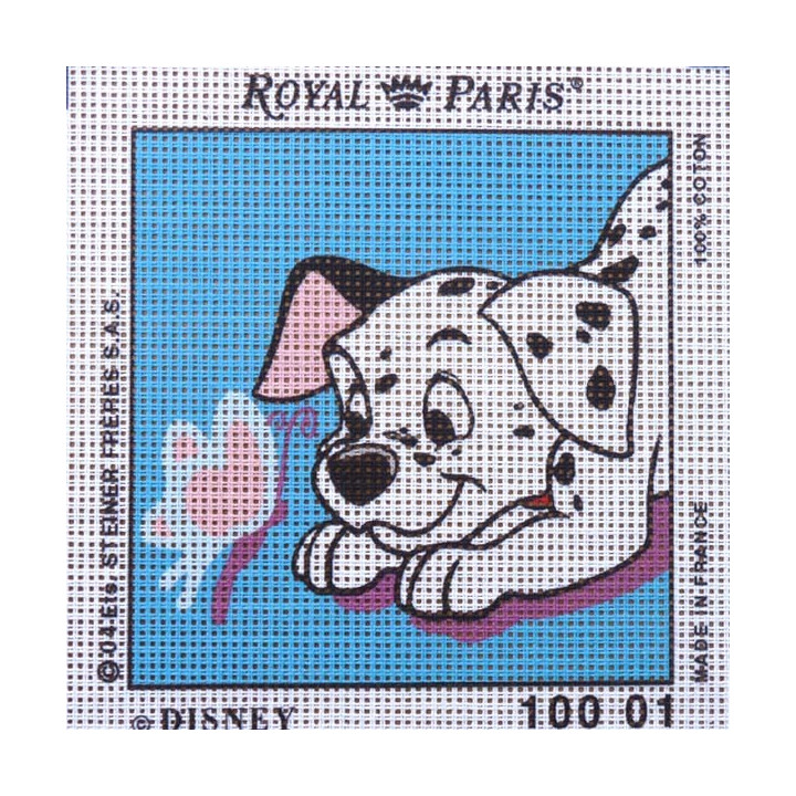 Canevas à broder ENFANT 15 x 15 cm DISNEY marque ROYAL PARIS LES 101 DALMATIENS fabrication française