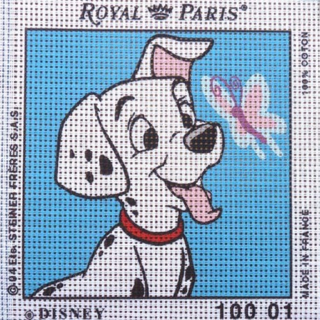 Canevas à broder ENFANT 15 x 15 cm DISNEY marque ROYAL PARIS LES 101 DALMATIENS fabrication française