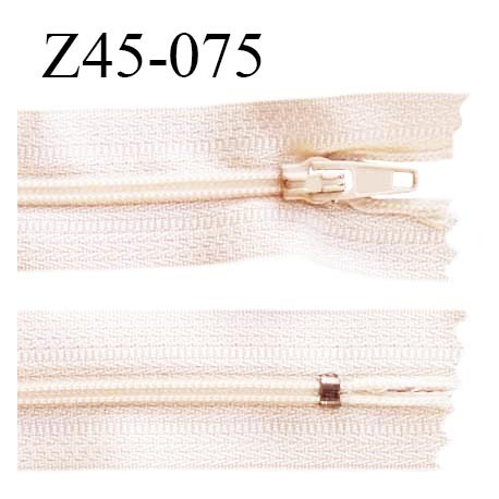 Fermeture zip 45 cm non séparable couleur crème zip glissière nylon largeur 5 mm longueur 45 cm largeur 22 mm prix à l'unité