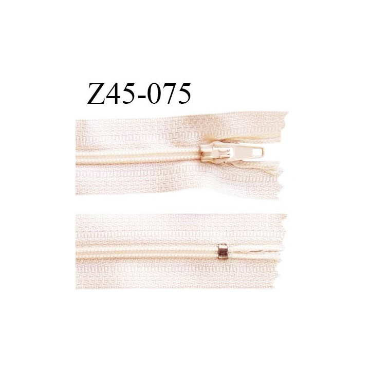 Fermeture zip 45 cm non séparable couleur crème zip glissière nylon largeur 5 mm longueur 45 cm largeur 22 mm prix à l'unité
