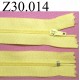 fermeture éclair longueur 30 cm couleur jaune non séparable zip nylon largeur 2,5 cm