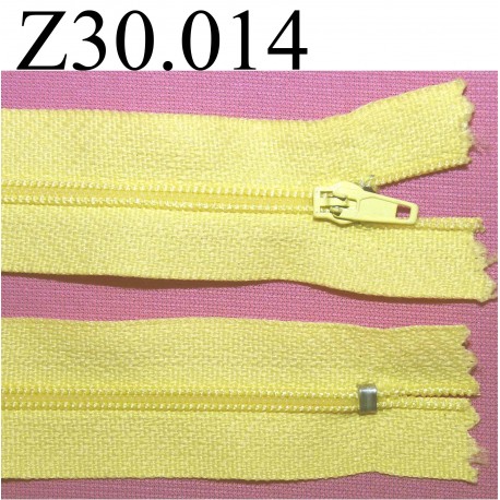 fermeture éclair longueur 30 cm couleur jaune non séparable zip nylon largeur 2,5 cm