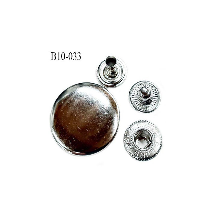 Bouton pression composé de 4 éléments diamètre 10 mm en métal couleur chromé prix à l'unité