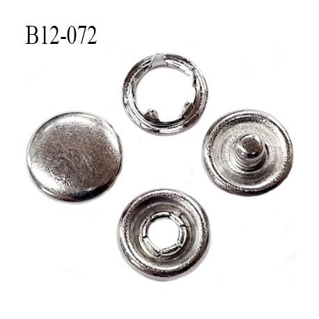 Bouton 12 mm pression tête plate à griffe métal chromé tête bombé 5 griffes  diamètre 12 mm ensemble de 4 pièces par bouton