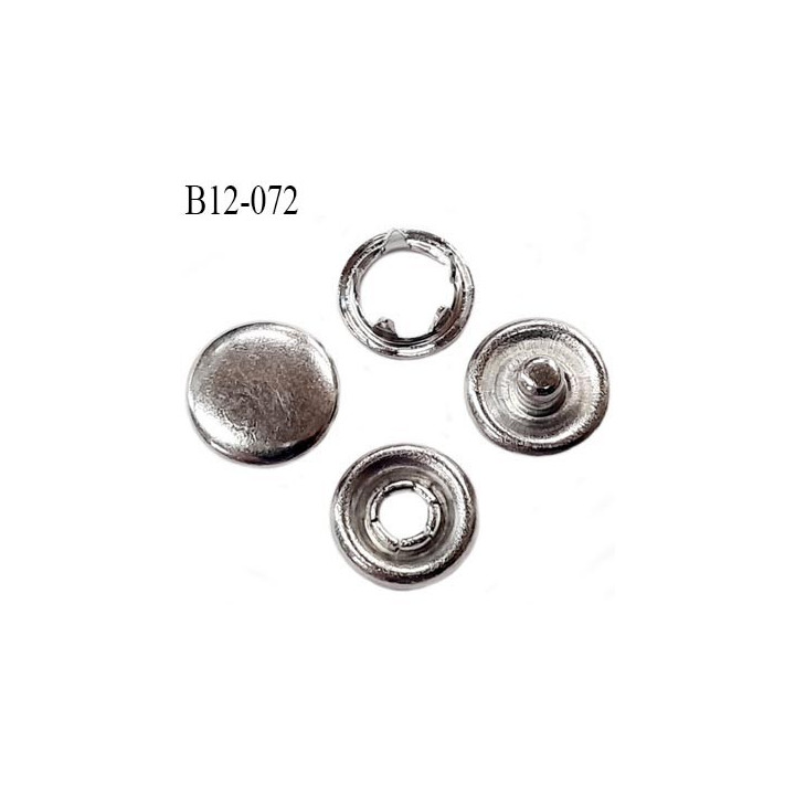 Bouton 12 mm pression tête plate à griffe métal chromé tête bombé 5 griffes diamètre 12 mm ensemble de 4 pièces par bouton
