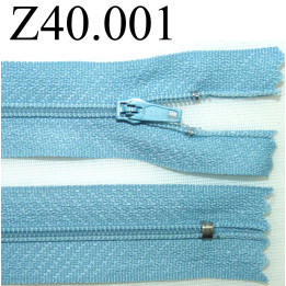 fermeture éclair  longueur 40 cm couleur bleu non séparable zip nylon largeur 2,5 cm