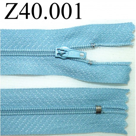 fermeture éclair longueur 40 cm couleur bleu non séparable zip nylon largeur 2,5 cm