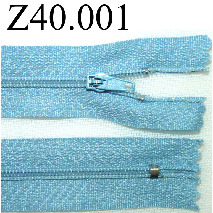fermeture éclair  longueur 40 cm couleur bleu non séparable zip nylon largeur 2,5 cm