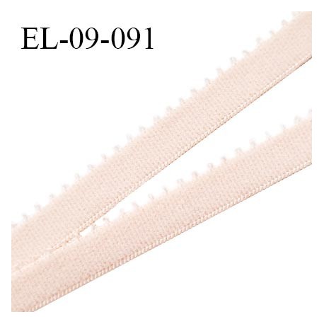 Elastique picot 9 mm lingerie couleur champagne rosé largeur 9 mm haut de gamme Fabriqué en France prix au mètre