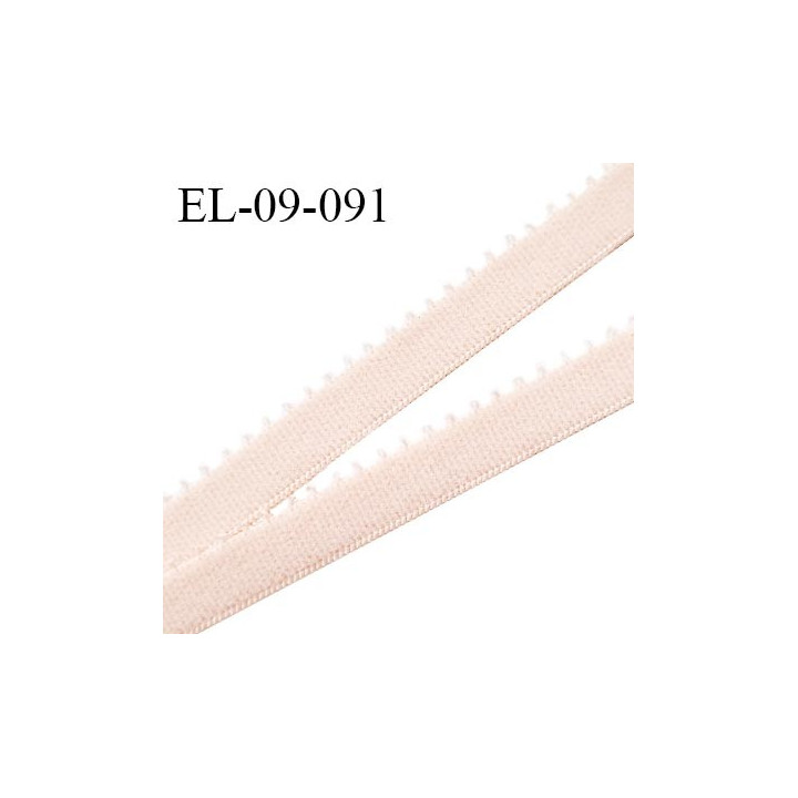 Elastique picot 9 mm lingerie couleur champagne rosé largeur 9 mm haut de gamme Fabriqué en France prix au mètre