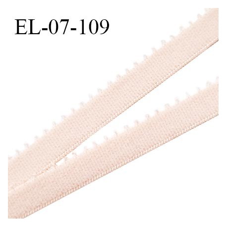 Elastique picot 7 mm lingerie couleur champagne rosé largeur 7 mm haut de gamme Fabriqué en France prix au mètre