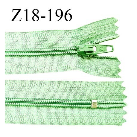 Fermeture éclair 18 cm couleur vert non séparable longueur 18 cm largeur 2.4 cm glissière en nylon prix à l'unité