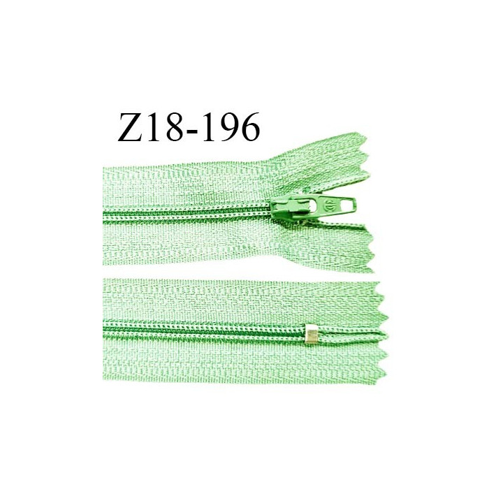 Fermeture éclair 18 cm couleur vert non séparable longueur 18 cm largeur 2.4 cm glissière en nylon prix à l'unité