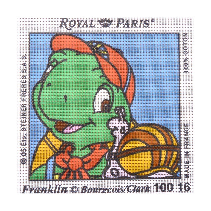 Canevas à broder ENFANT 15 x 15 cm marque ROYAL PARIS FRANKLIN ET ARNAUD L'ESCARGOT fabrication française