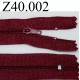 fermeture éclair longueur 40 cm couleur bordeau non séparable zip nylon largeur 2,5 cm