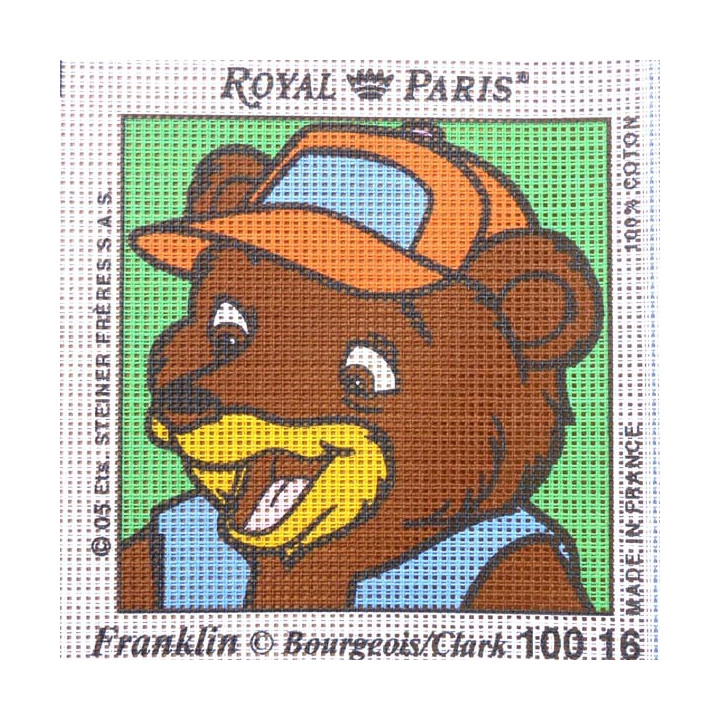 Canevas à broder ENFANT 15 x 15 cm marque ROYAL PARIS FRANKLIN MARTIN L'OURSON fabrication française